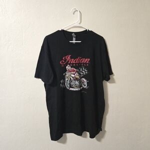 Men's Indian Motorcycle Biker Progressive Black Short Sleeve Shirt Extra Large